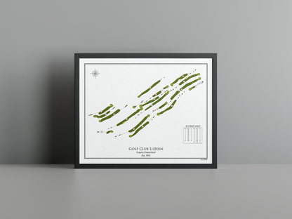 Golf Club Luzern golf course print, white frame