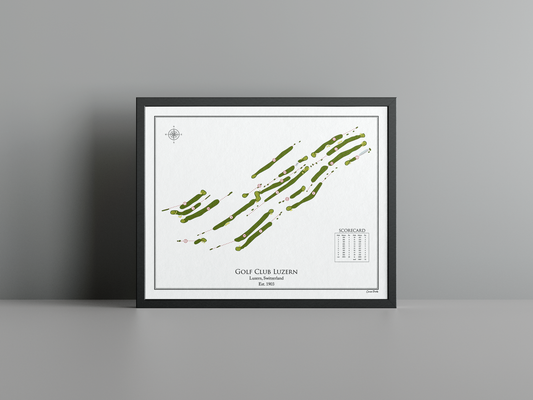 Golf Club Luzern golf course print, white frame