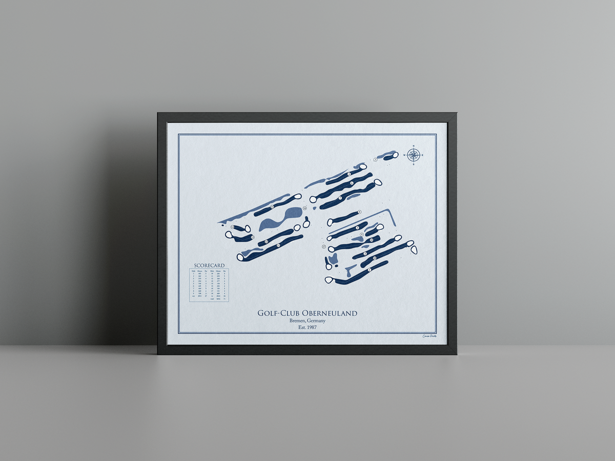 Golf-Club Oberneuland golf course print, blue frame