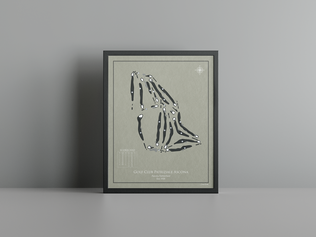 Golf Club Patriziale Ascona golf course print, brown frame