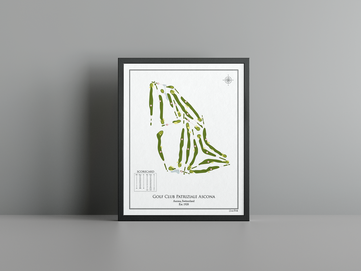 Golf Club Patriziale Ascona golf course print, white frame