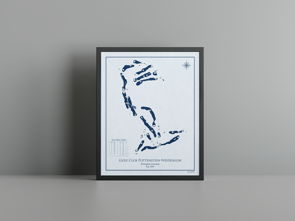 Golf Club Pottenstein-Weidenloh golf course print, blue frame