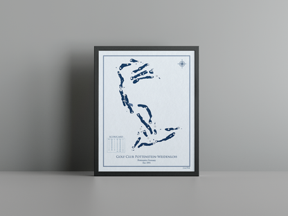 Golf Club Pottenstein-Weidenloh golf course print, blue frame