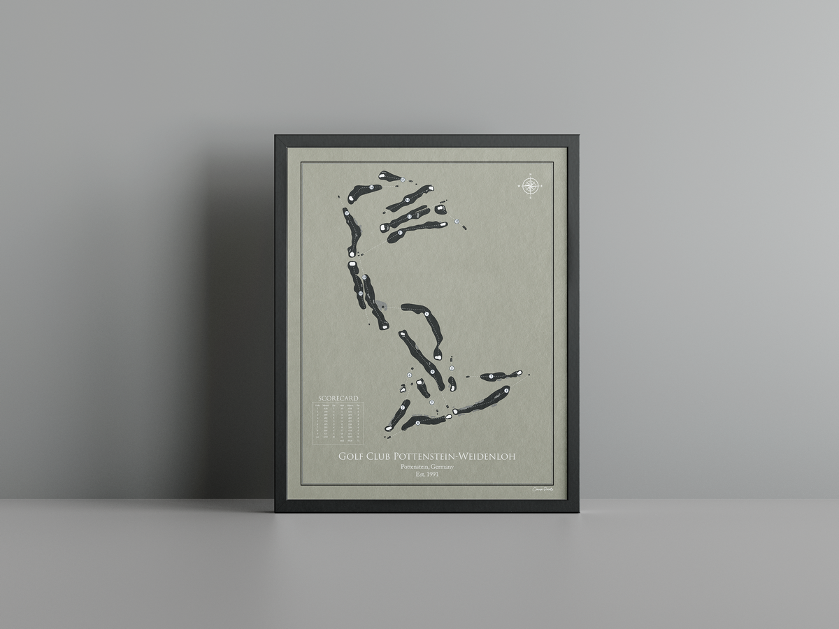 Golf Club Pottenstein-Weidenloh golf course print, brown frame