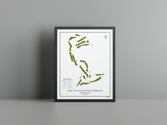 Golf Club Pottenstein-Weidenloh golf course print, white frame