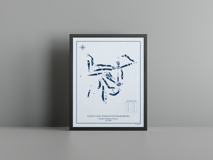 Golf-Club Schloss Klingenburg golf course print, blue frame