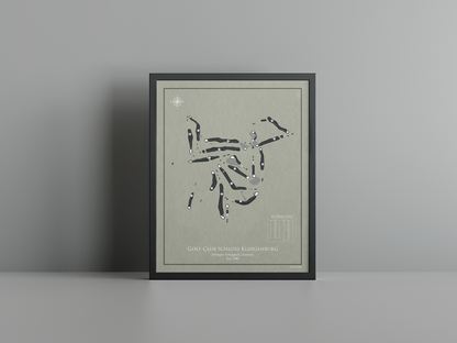 Golf-Club Schloss Klingenburg golf course print, brown frame