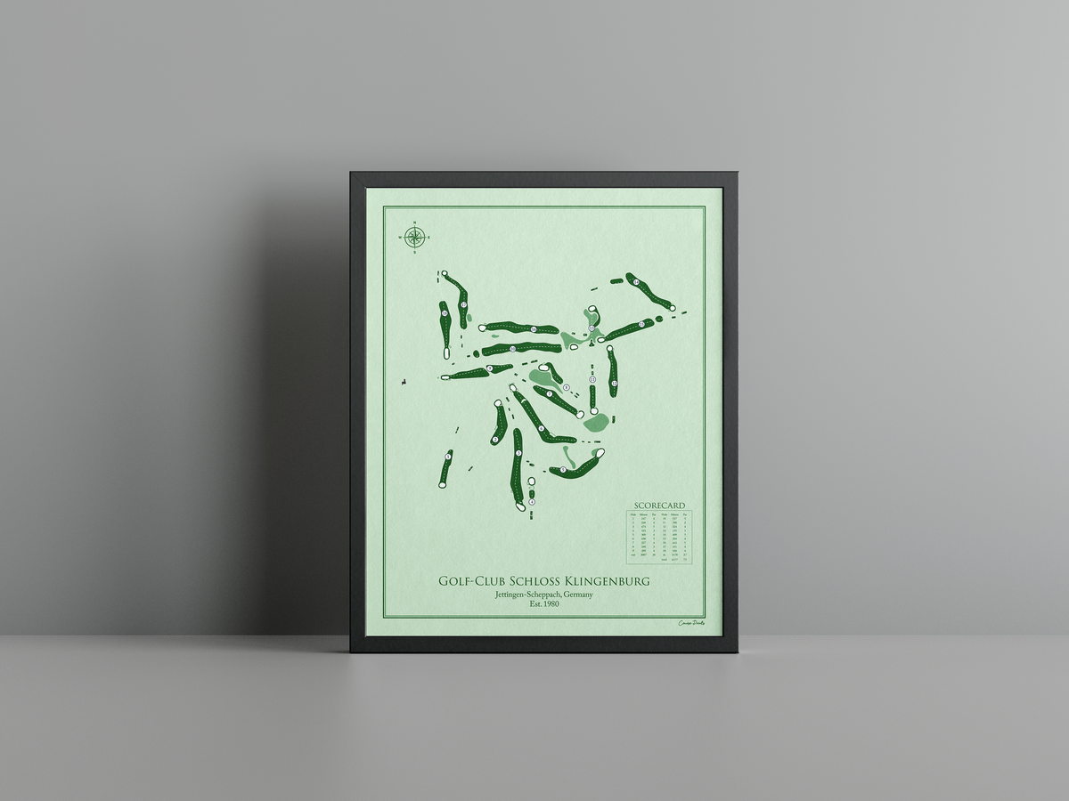 Golf-Club Schloss Klingenburg golf course print, green frame