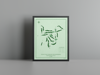 Golf-Club Schloss Klingenburg golf course print, green frame