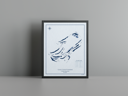 Golf Club Vuissens golf course print, blue frame