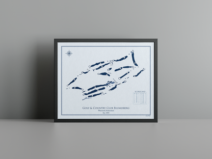 Golf & Country Club Blumisberg golf course print, blue frame