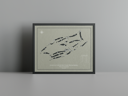 Golf & Country Club Blumisberg golf course print, brown frame