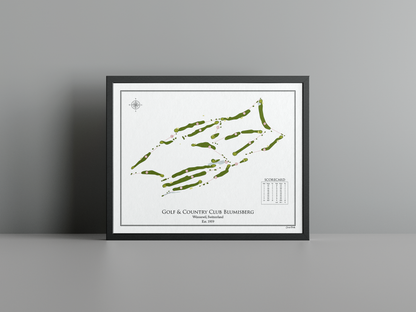 Golf & Country Club Blumisberg golf course print, white frame