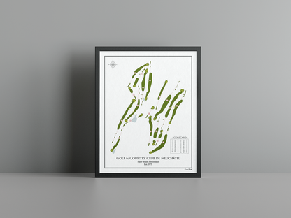 Golf & Country Club de Neuchâtel golf course print, white frame