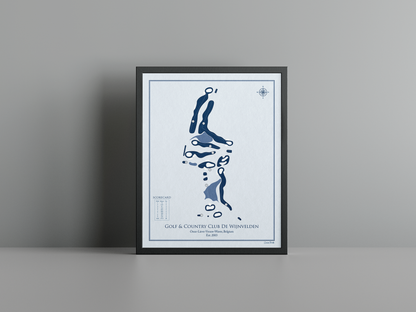 Golf & Country Club De Wijnvelden golf course print, blue frame