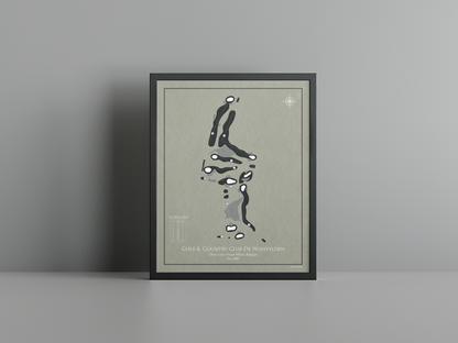 Golf & Country Club De Wijnvelden golf course print, brown frame