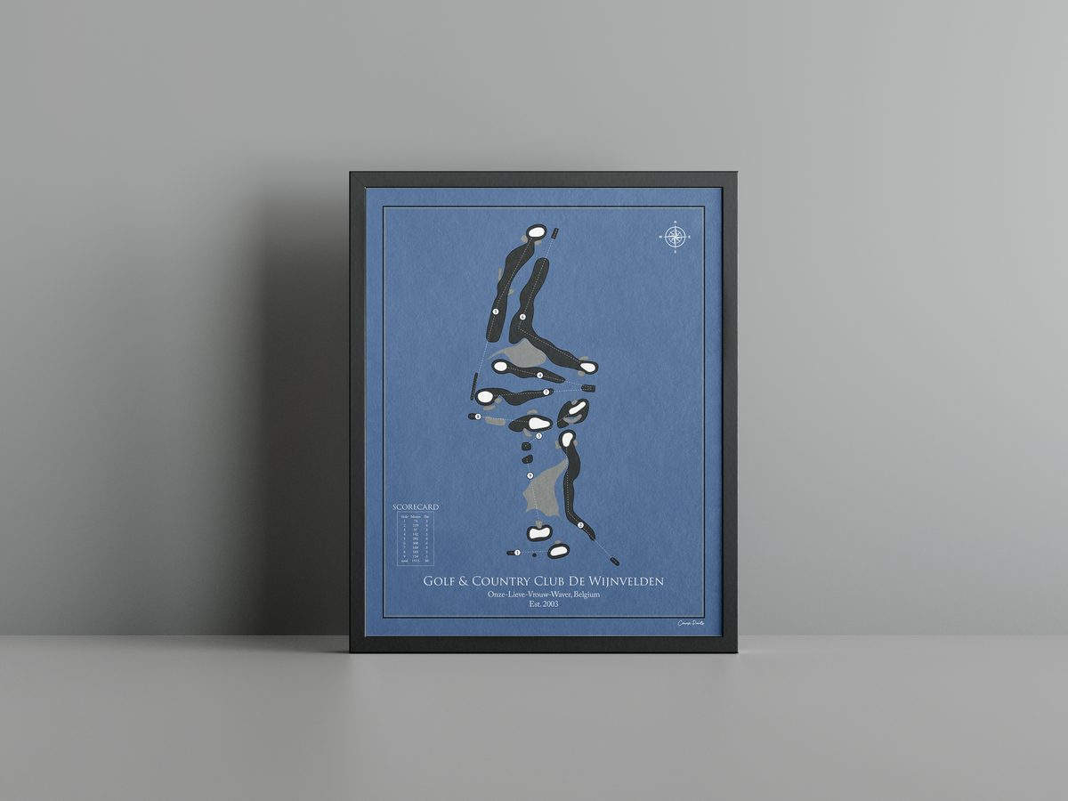 Golf & Country Club De Wijnvelden golf course print, navy frame
