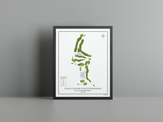 Golf & Country Club De Wijnvelden golf course print, white frame