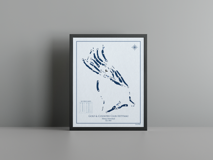 Golf & Country Club Hittnau golf course print, blue frame