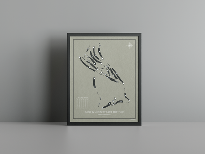 Golf & Country Club Hittnau golf course print, brown frame