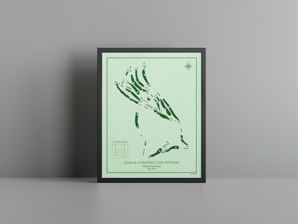 Golf & Country Club Hittnau golf course print, green frame