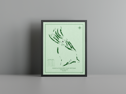Golf & Country Club Hittnau golf course print, green frame