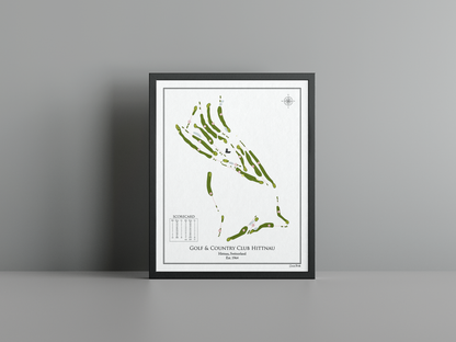 Golf & Country Club Hittnau golf course print, white frame
