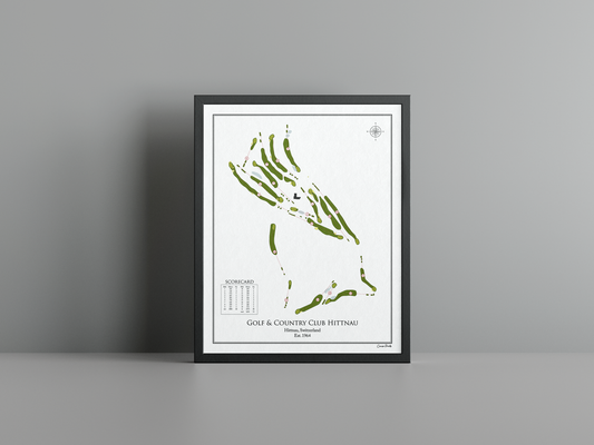 Golf & Country Club Hittnau golf course print, white frame