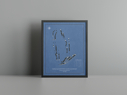 Golf & Country Club Lauswolt golf course print, navy frame