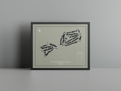 Golf de Biarritz Le Phare golf course print, brown frame