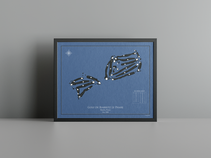 Golf de Biarritz Le Phare golf course print, navy frame