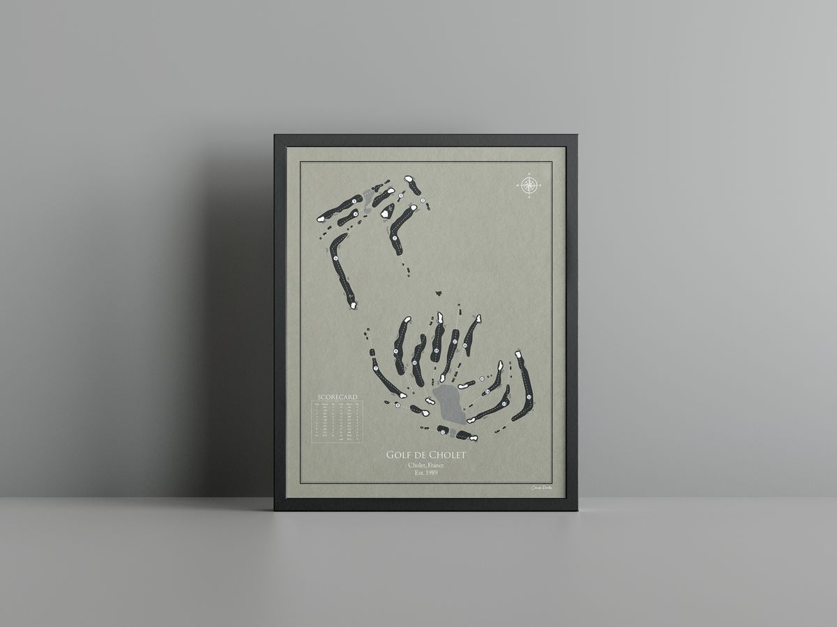 Golf de Cholet golf course print, brown frame