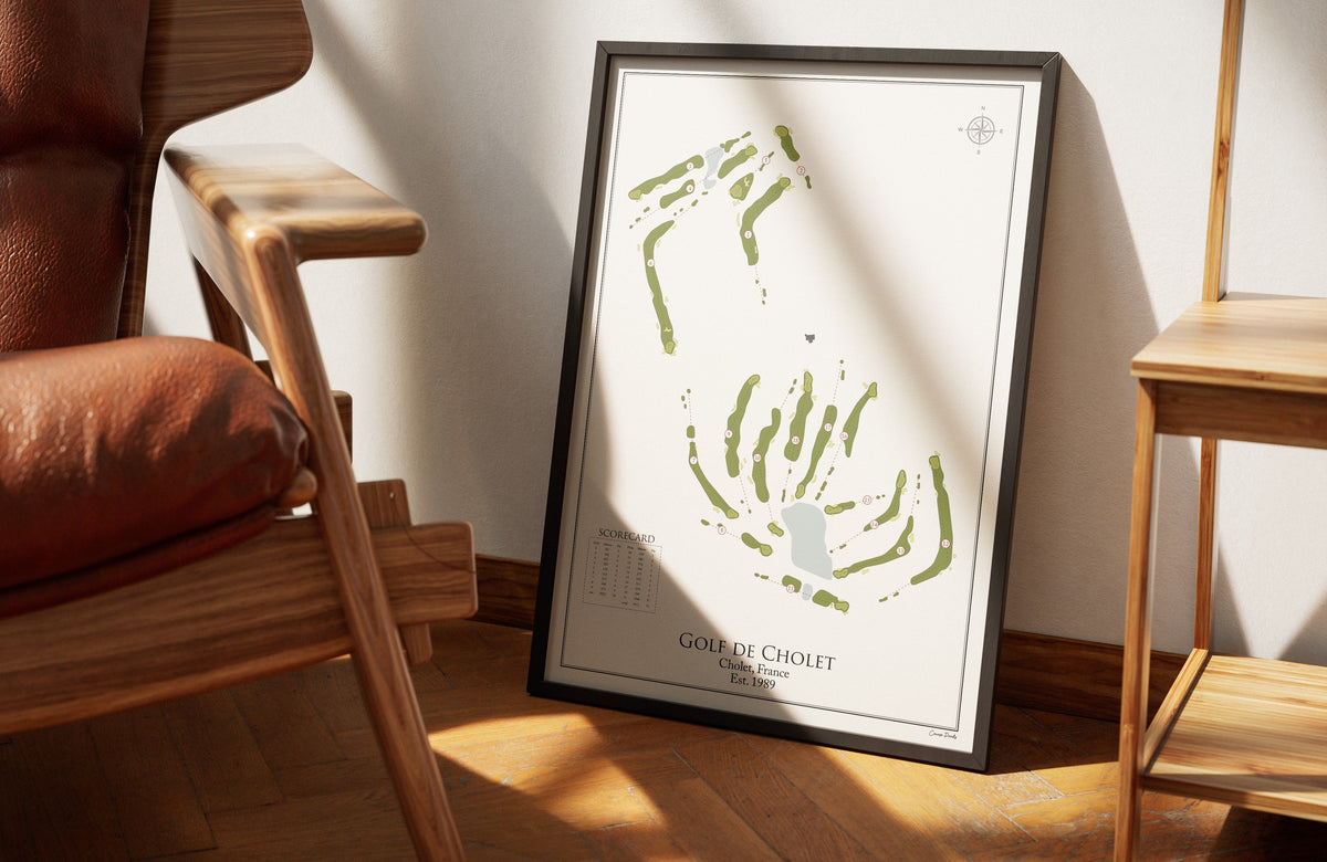 Golf de Cholet golf course print, framed 50x70 black frame