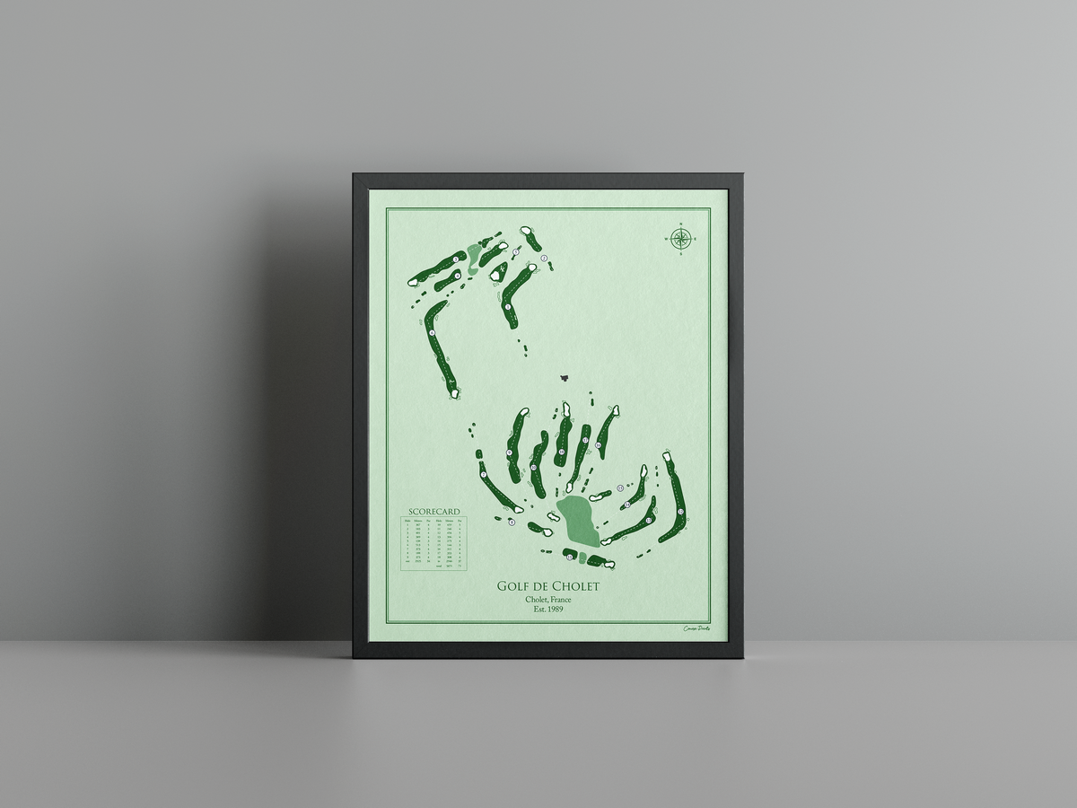 Golf de Cholet golf course print, green frame