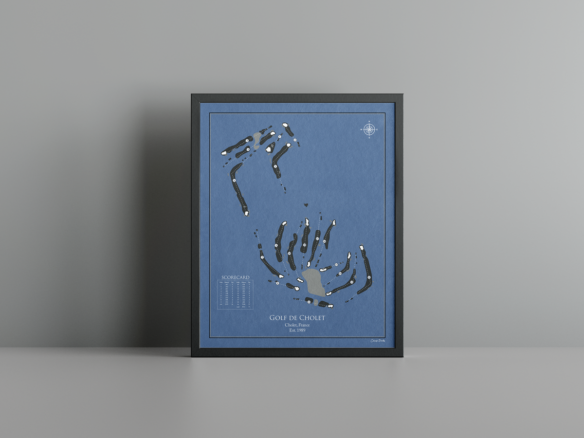 Golf de Cholet golf course print, navy frame