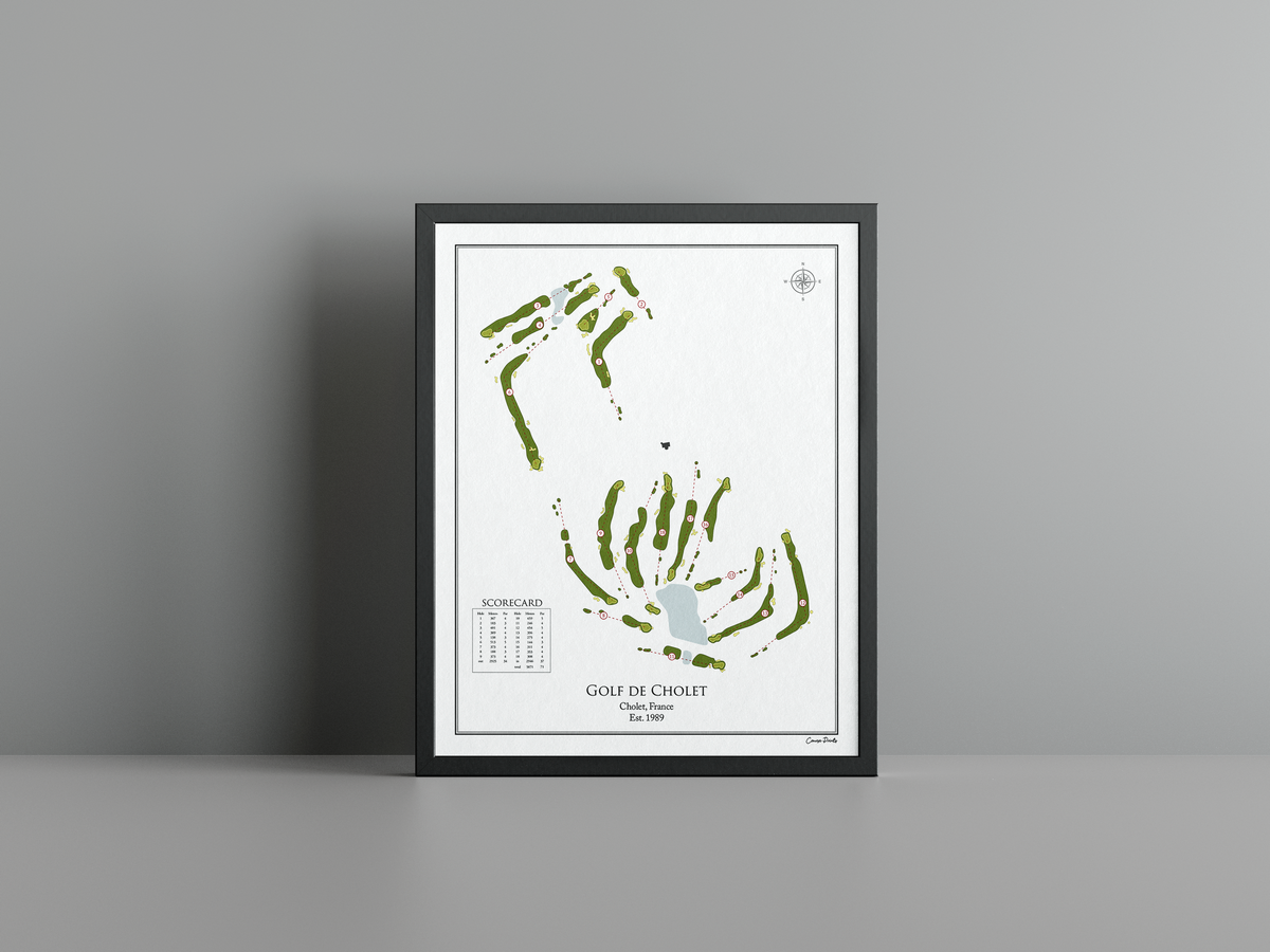 Golf de Cholet golf course print, white frame