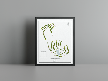 Golf de Cholet golf course print, white frame