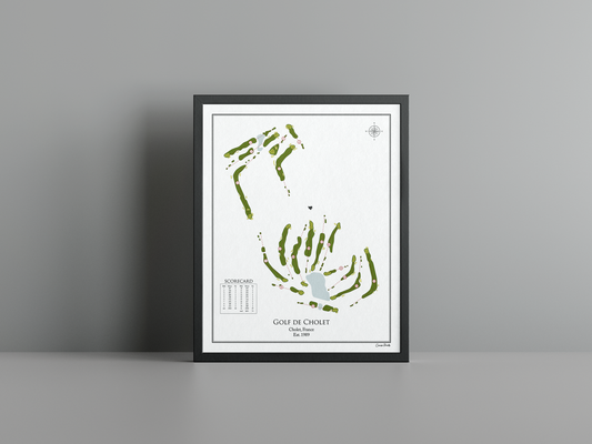 Golf de Cholet golf course print, white frame