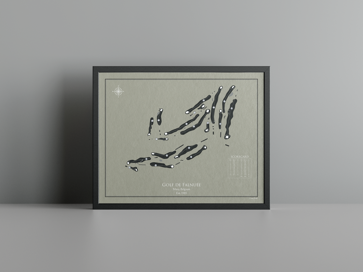Golf de Falnuée golf course print, brown frame