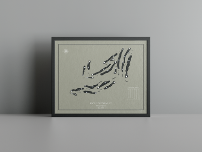 Golf de Falnuée golf course print, brown frame