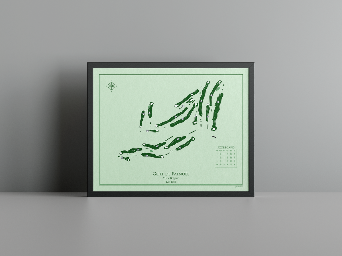 Golf de Falnuée golf course print, green frame