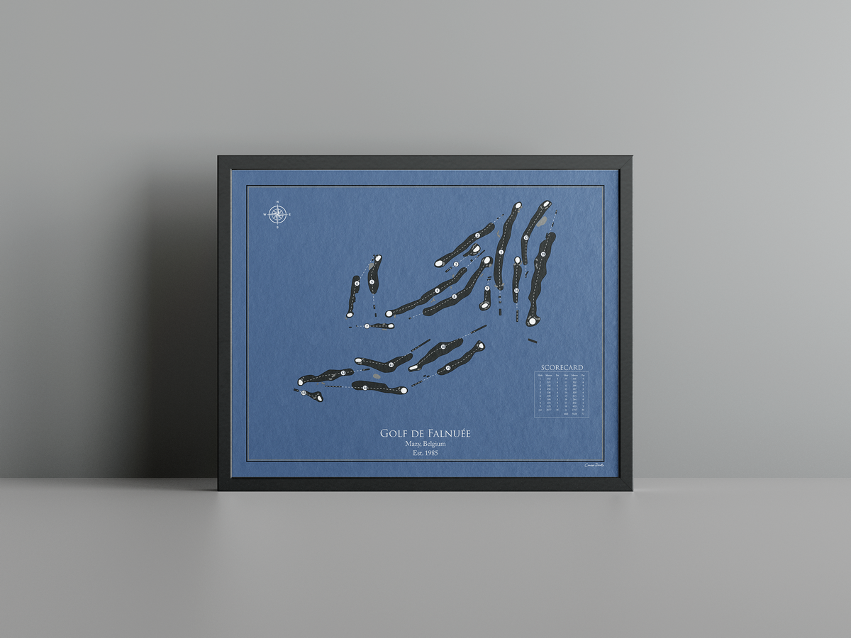 Golf de Falnuée golf course print, navy frame