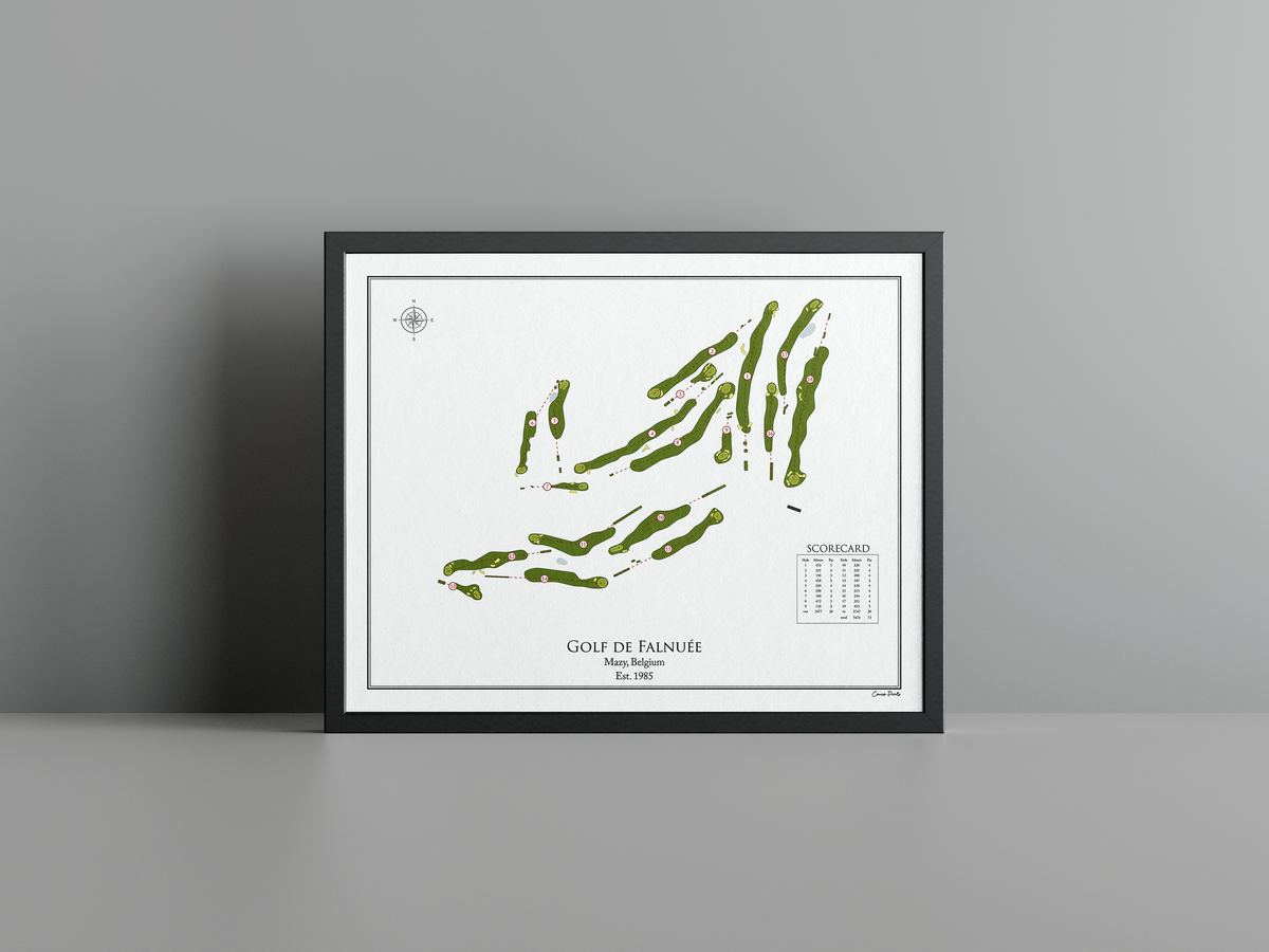Golf de Falnuée golf course print, white frame