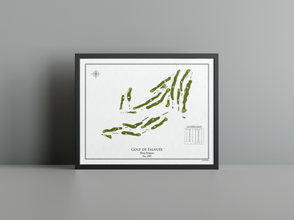 Golf de Falnuée golf course print, white frame
