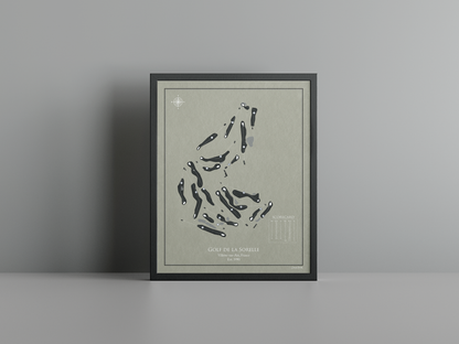 Golf de la Sorelle golf course print, brown frame