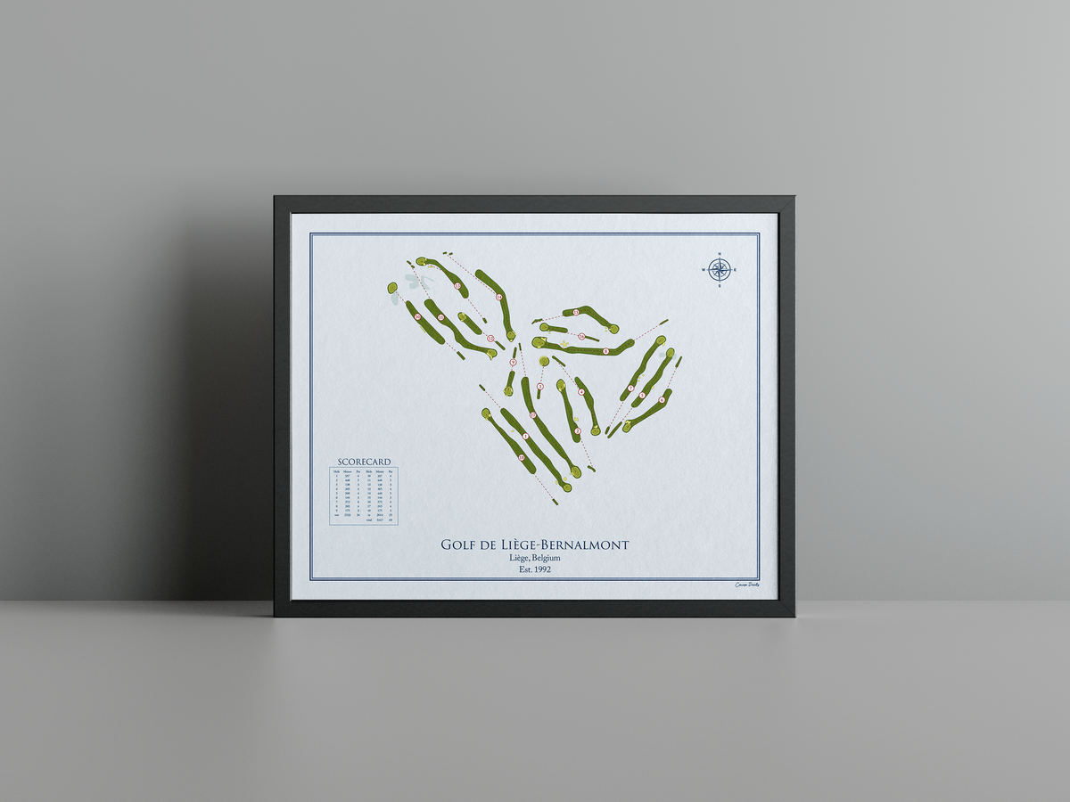 Golf de Liège-Bernalmont golf course print, blue frame