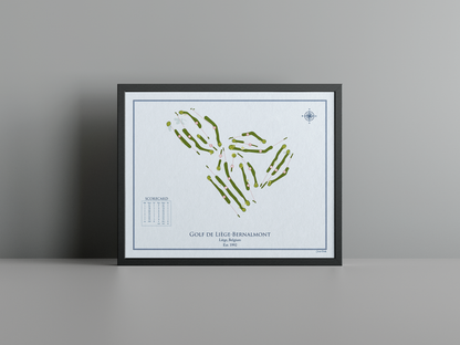 Golf de Liège-Bernalmont golf course print, blue frame
