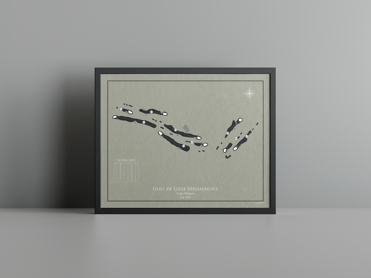 Golf de Liège-Bernalmont golf course print, brown frame