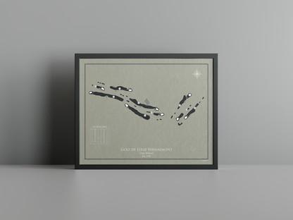 Golf de Liège-Bernalmont golf course print, brown frame