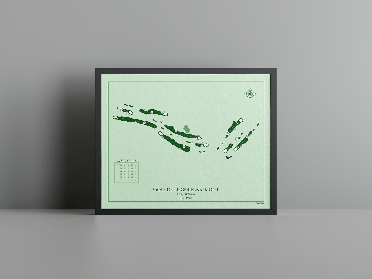 Golf de Liège-Bernalmont golf course print, green frame
